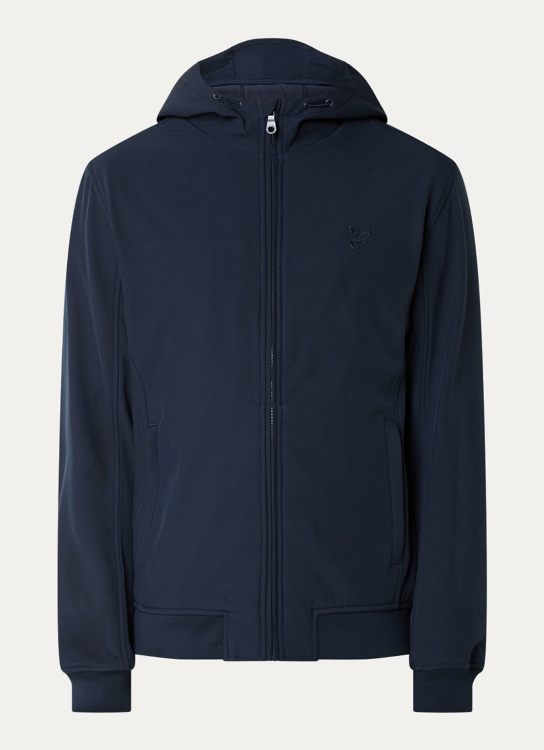 Lyle & Scott Softshell jack met capuchon en ritszakken - voorkant 2 donkerblauw