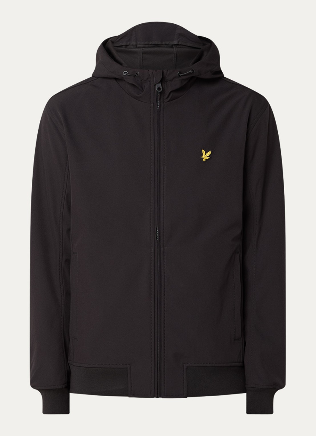 Lyle & Scott Softshell jack met capuchon en ritszakken - voorkant 2 zwart