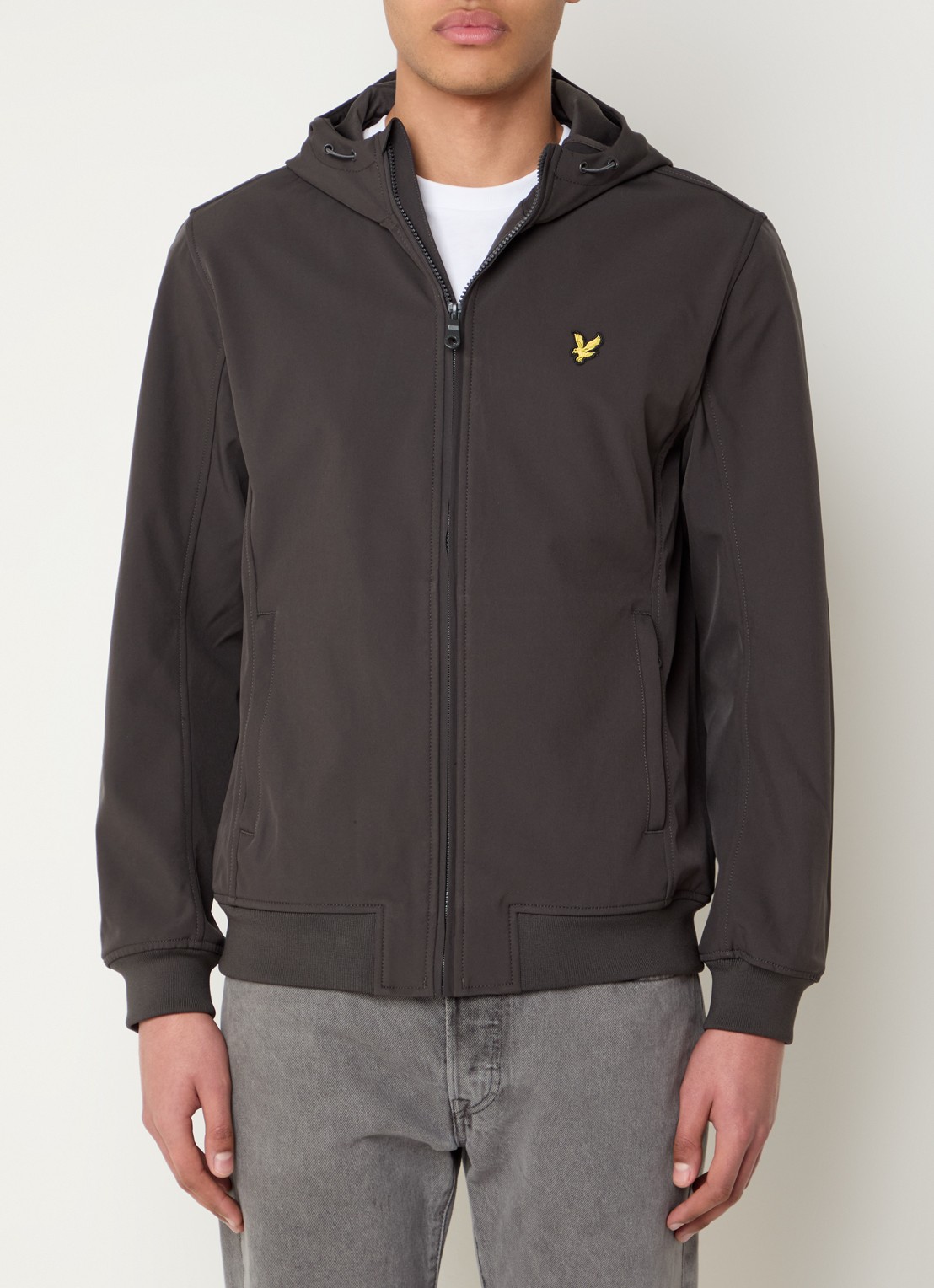 Lyle & Scott Softshell jack met capuchon en ritszakken - detail 4 antraciet