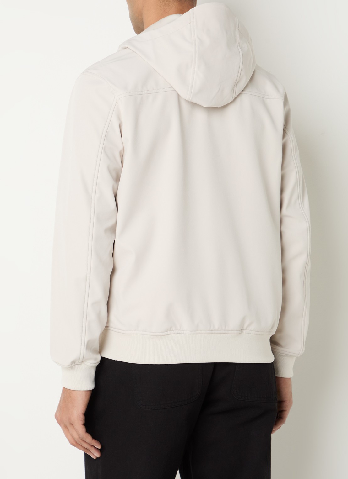 Lyle & Scott Softshell jack met capuchon en ritszakken - achterkant beige