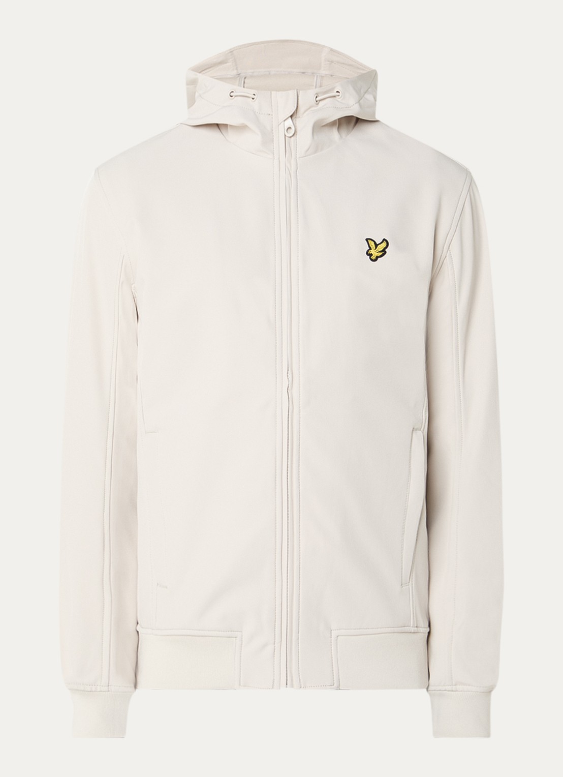 Lyle & Scott Softshell jack met capuchon en ritszakken - voorkant 3 beige