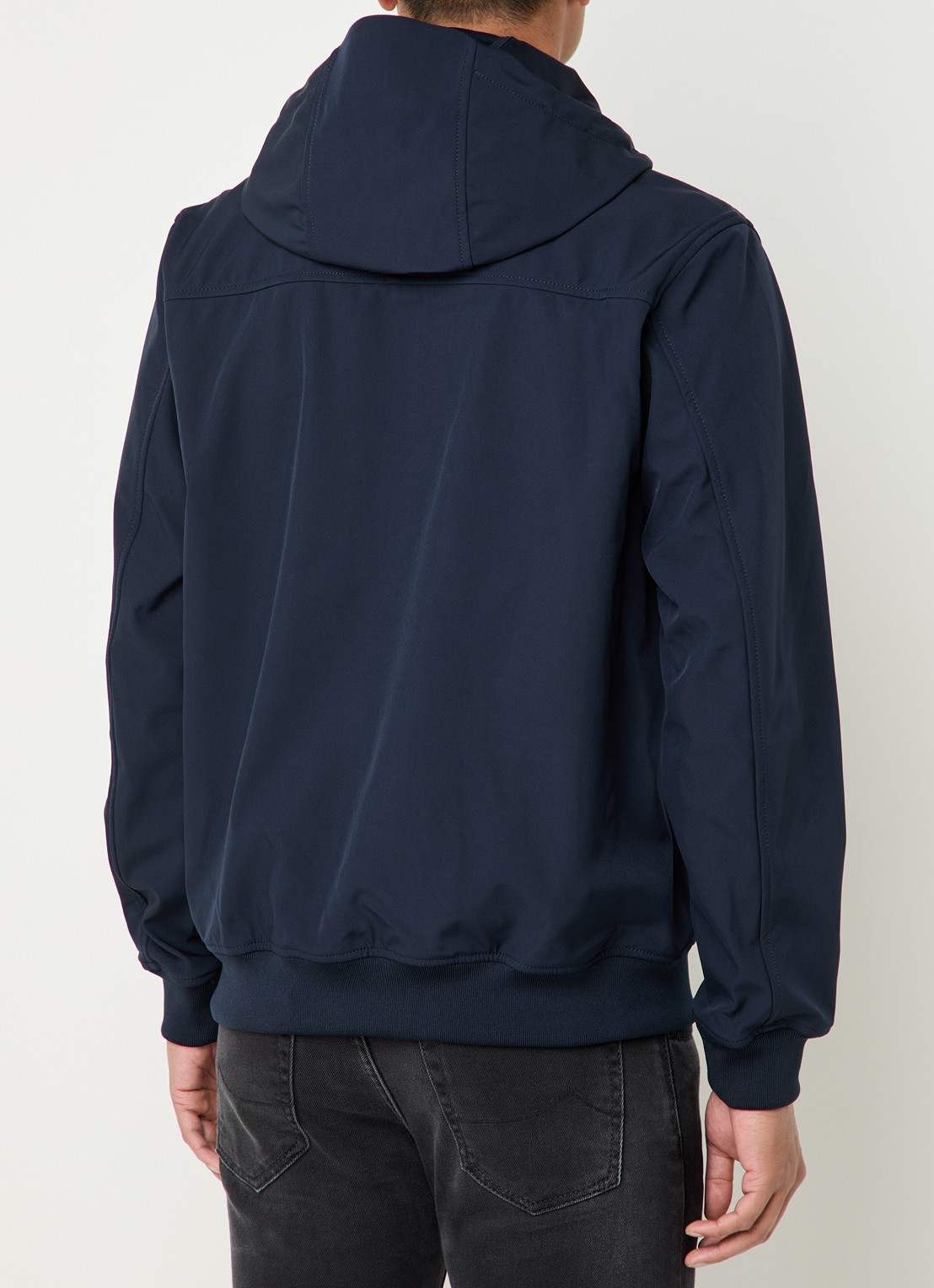 Lyle & Scott Softshell jack met capuchon en ritszakken - achterkant 2 donkerblauw