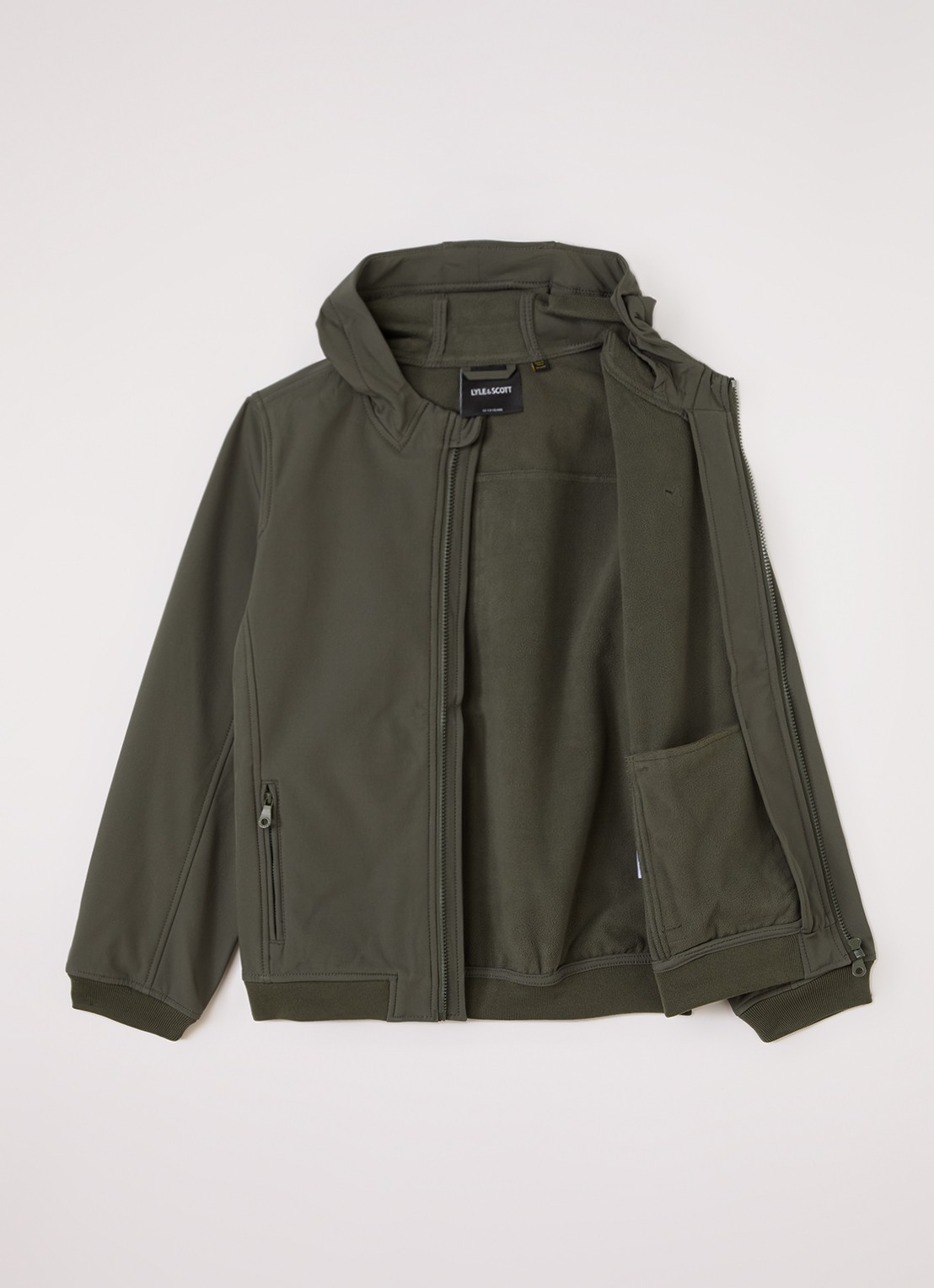 Lyle & Scott Softshell jack met logo - voorkant 2 legergroen