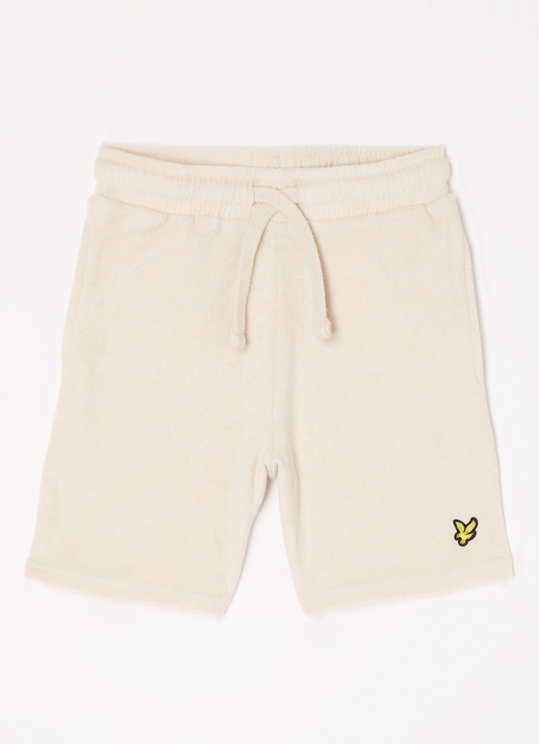 Lyle & Scott Straight fit korte joggingbroek van badstof - voorkant 2 creme