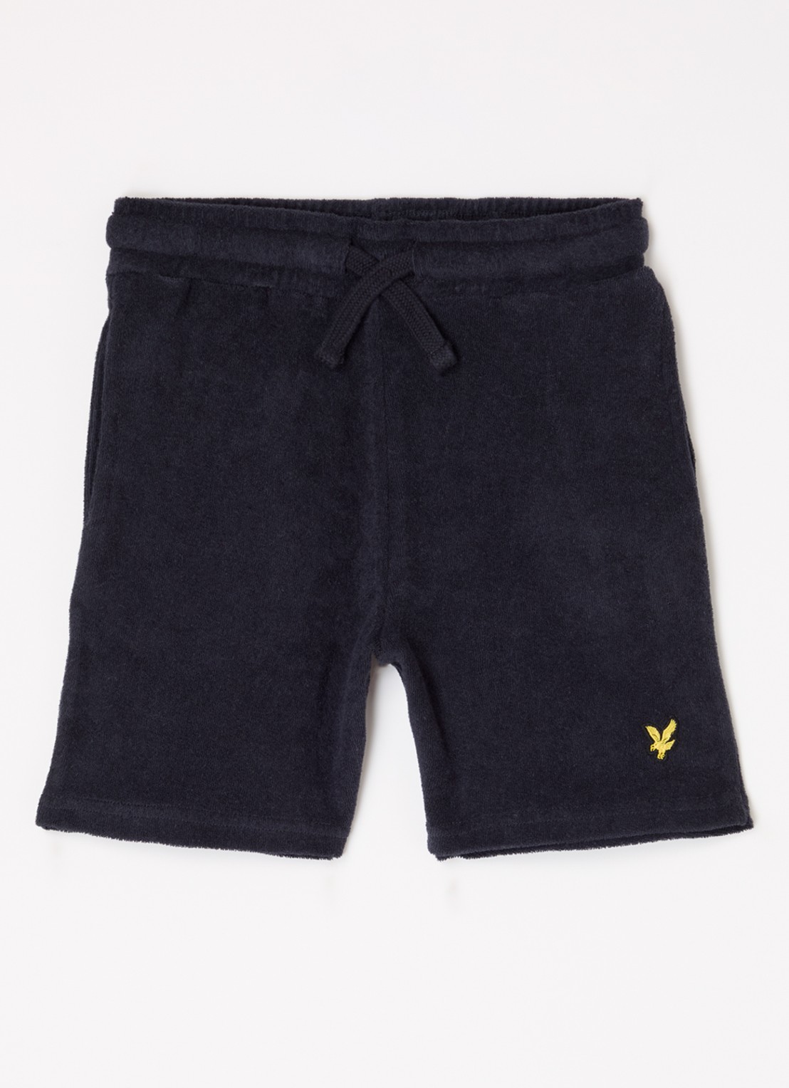 Lyle & Scott Straight fit korte joggingbroek van badstof - voorkant 2 donkerblauw