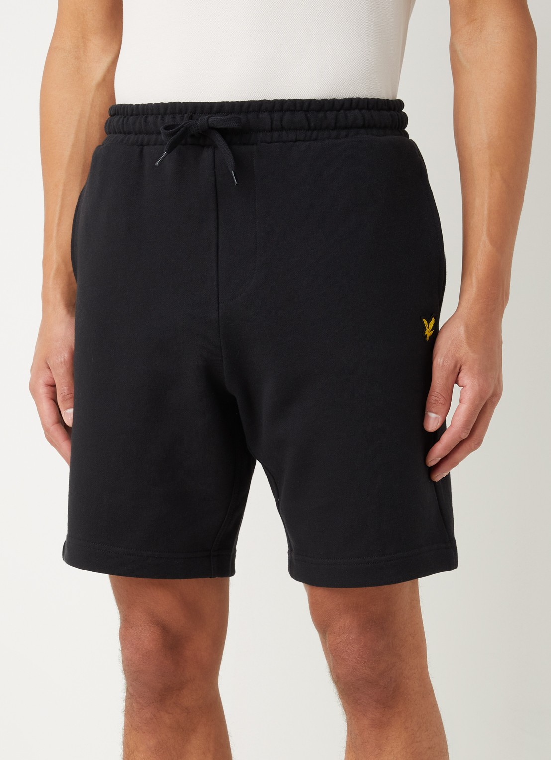 Lyle & Scott Straight fit korte joggingbroek van  katoen met logo  - detail 4 zwart