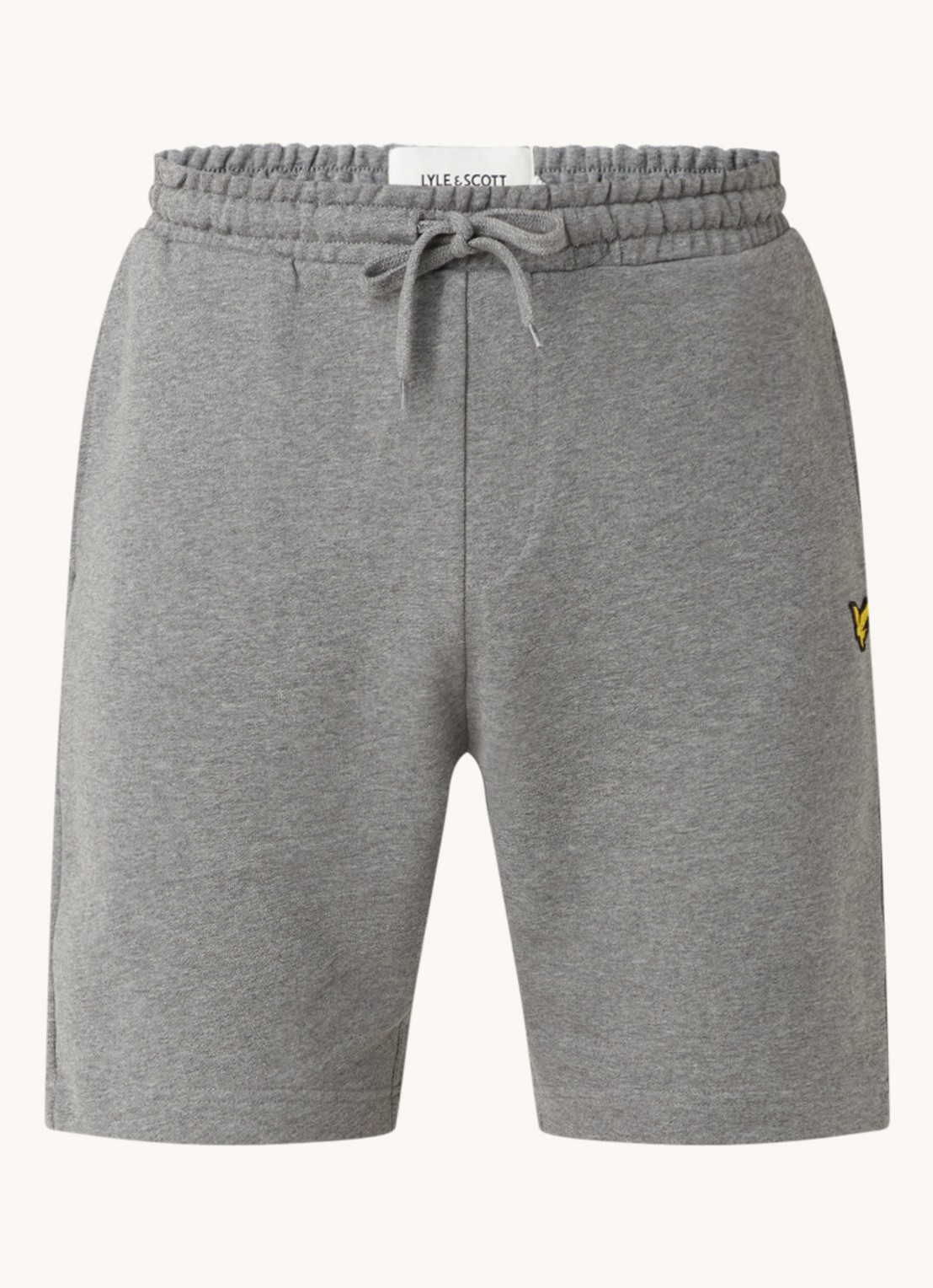 Lyle & Scott Straight fit korte joggingbroek van  katoen met logo  - voorkant 2 grijsmele
