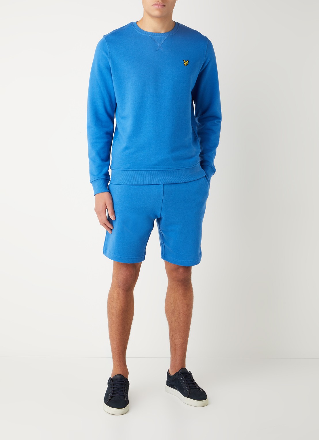 Lyle & Scott Straight fit korte joggingbroek van  katoen met logo  - voorkant 4 blauw