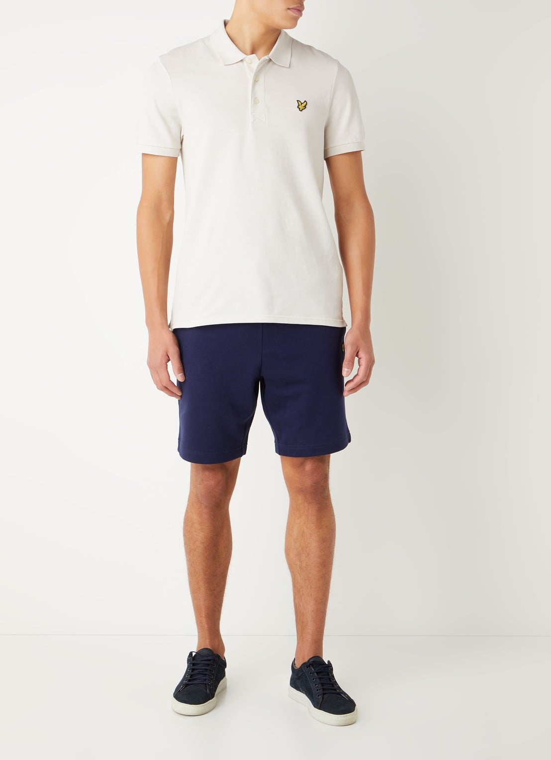 Lyle & Scott Straight fit korte joggingbroek van  katoen met logo  - voorkant 3 blauw