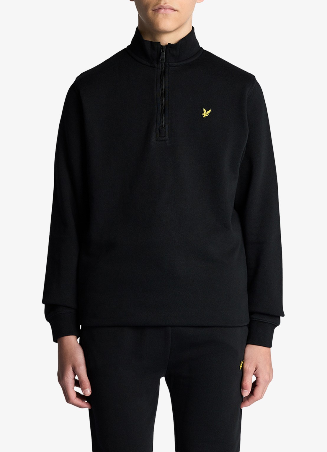 Lyle & Scott Sweater met halve rits - voorkant 2 zwart
