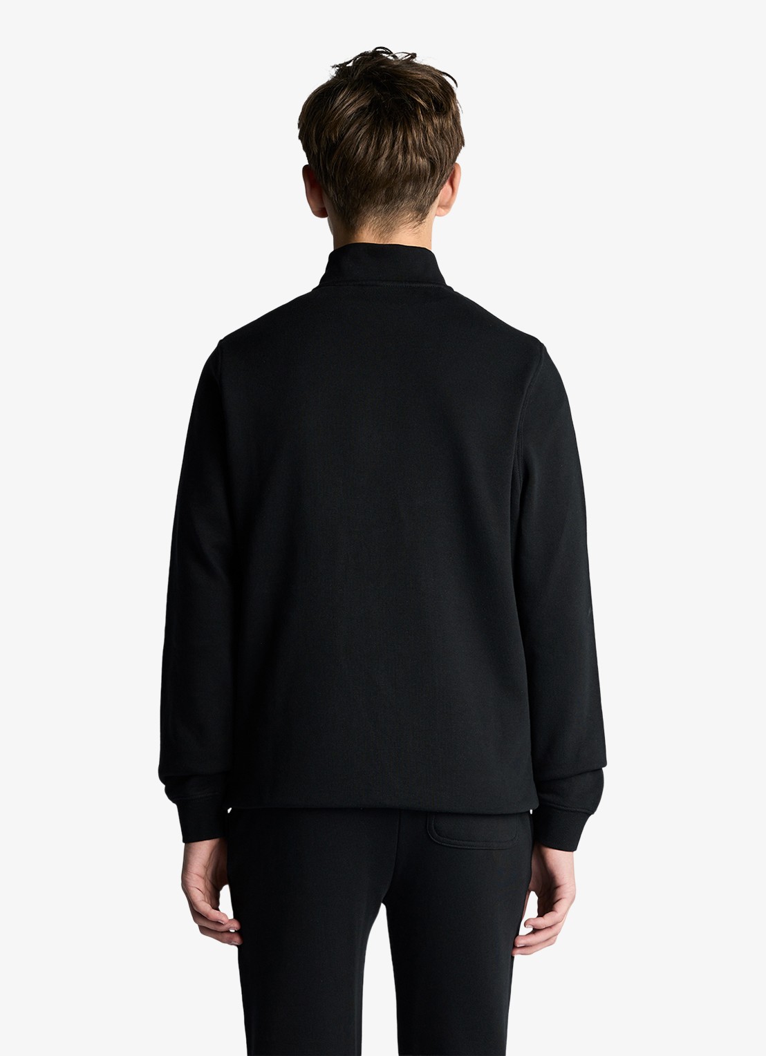 Lyle & Scott Sweater met halve rits - voorkant 3 zwart