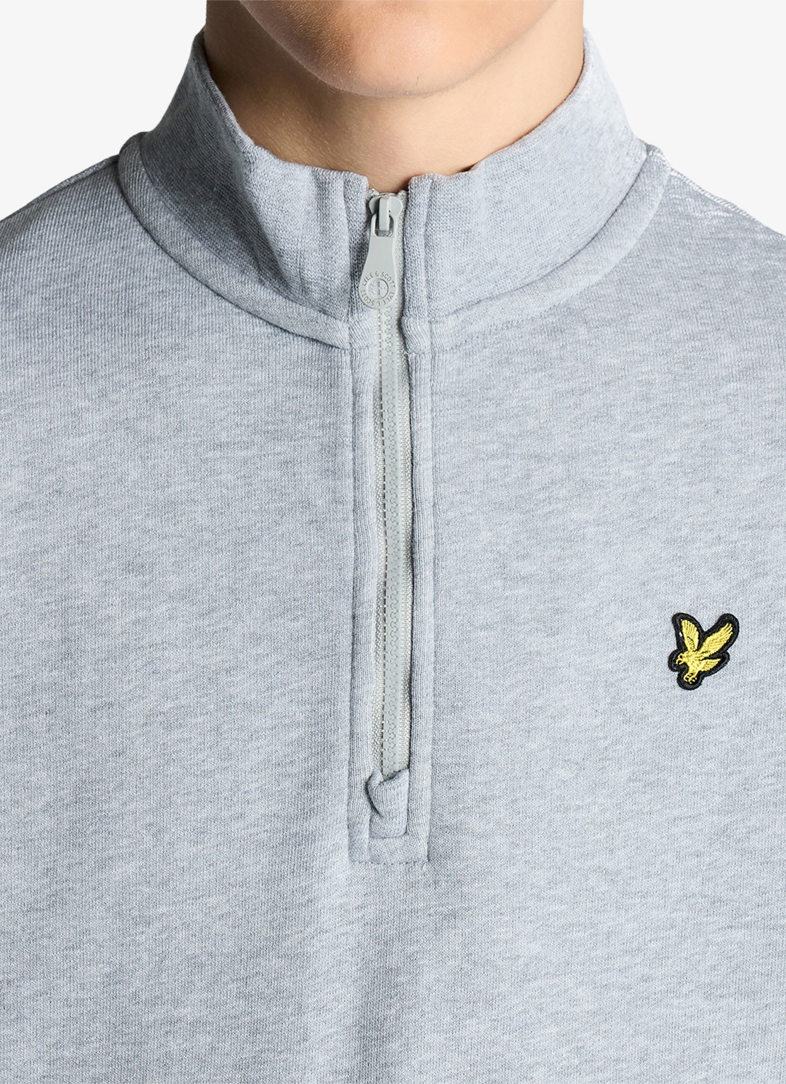 Lyle & Scott Sweater met halve rits - detail 3 grijsmele