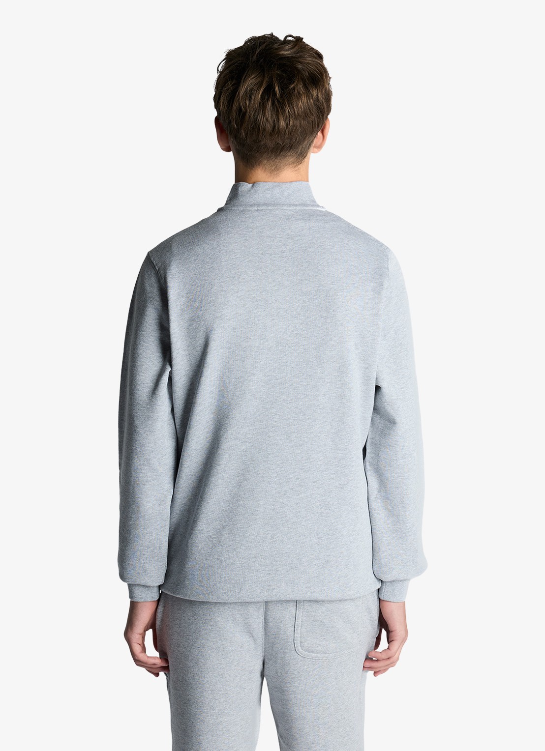 Lyle & Scott Sweater met halve rits - voorkant 2 grijsmele