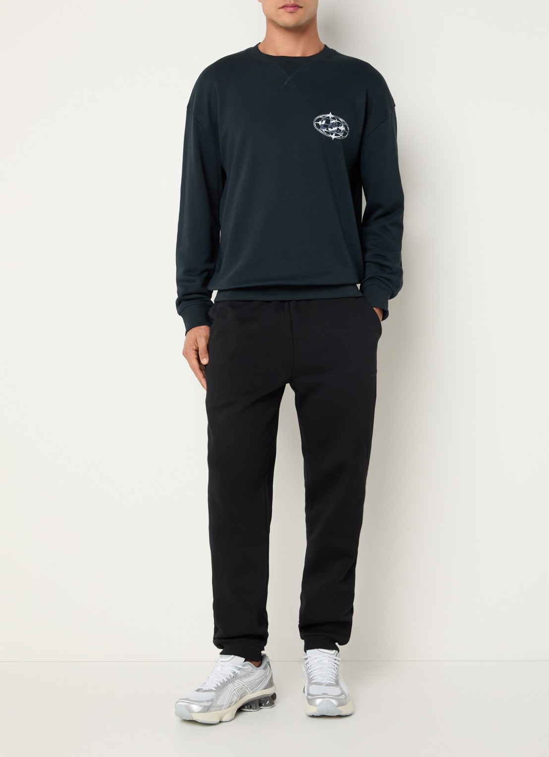 Lyle & Scott Sweater met logo- en backprint - voorkant 2 donkerblauw