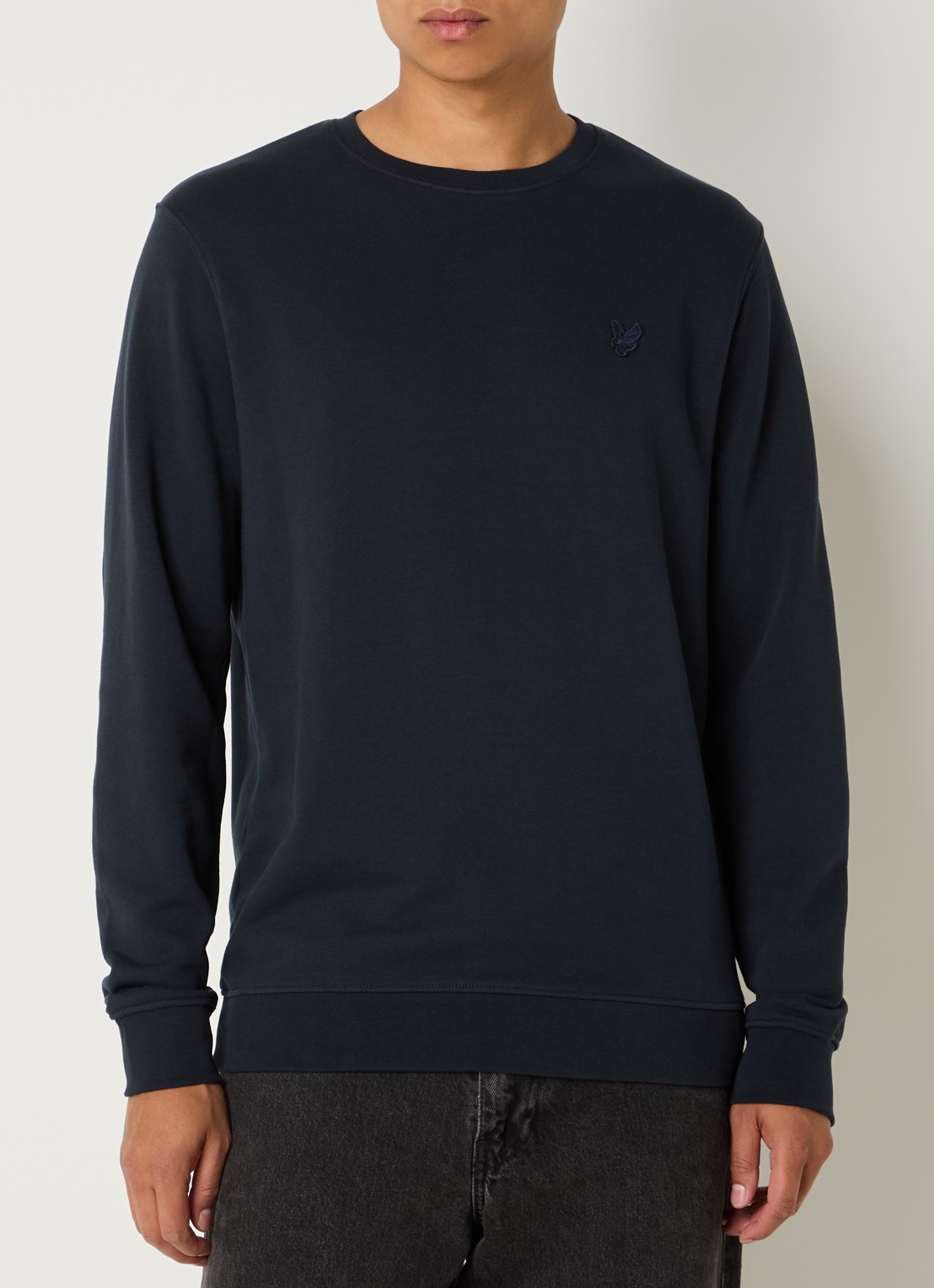 Lyle & Scott Sweater met logo - detail 4 donkerblauw