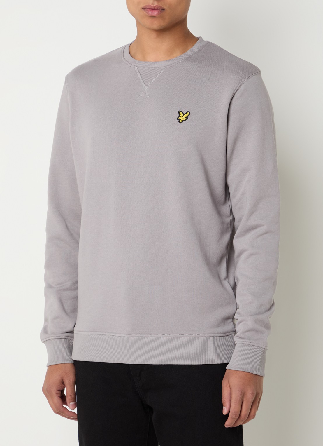 Lyle & Scott Sweater met logoborduring - detail 4 lichtgrijs