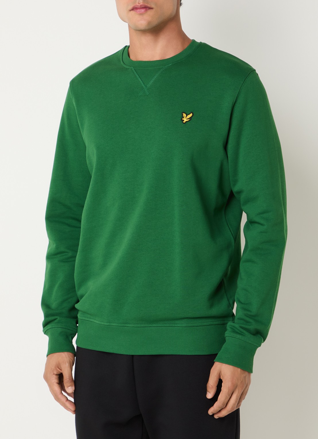 Lyle & Scott Sweater met logoborduring - detail 2 donkergroen