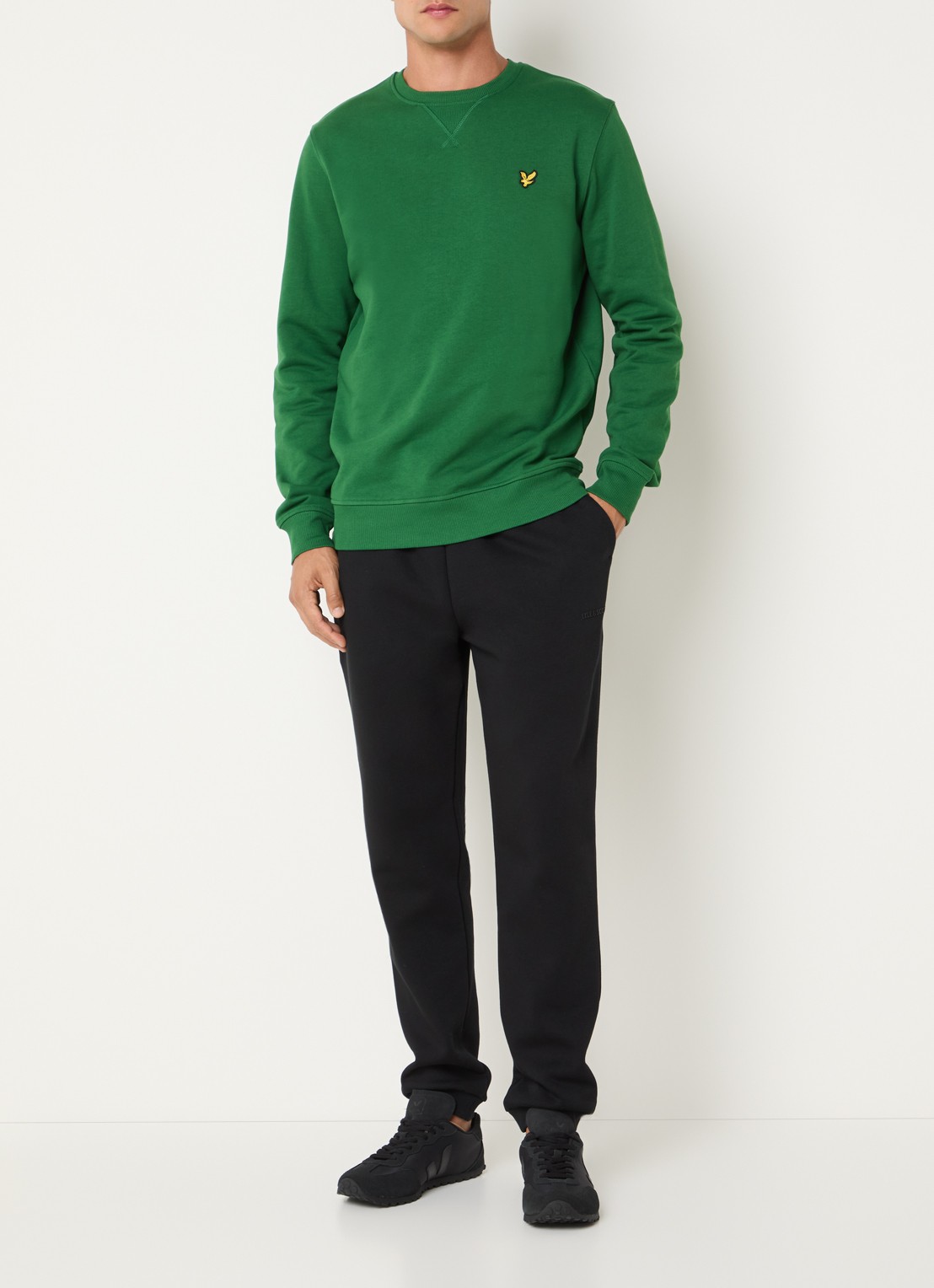 Lyle & Scott Sweater met logoborduring - voorkant 4 donkergroen