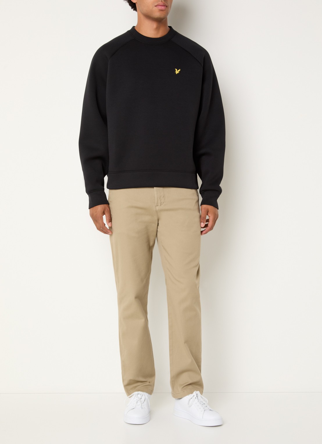 Lyle & Scott Sweater met logoborduring - voorkant 3 zwart