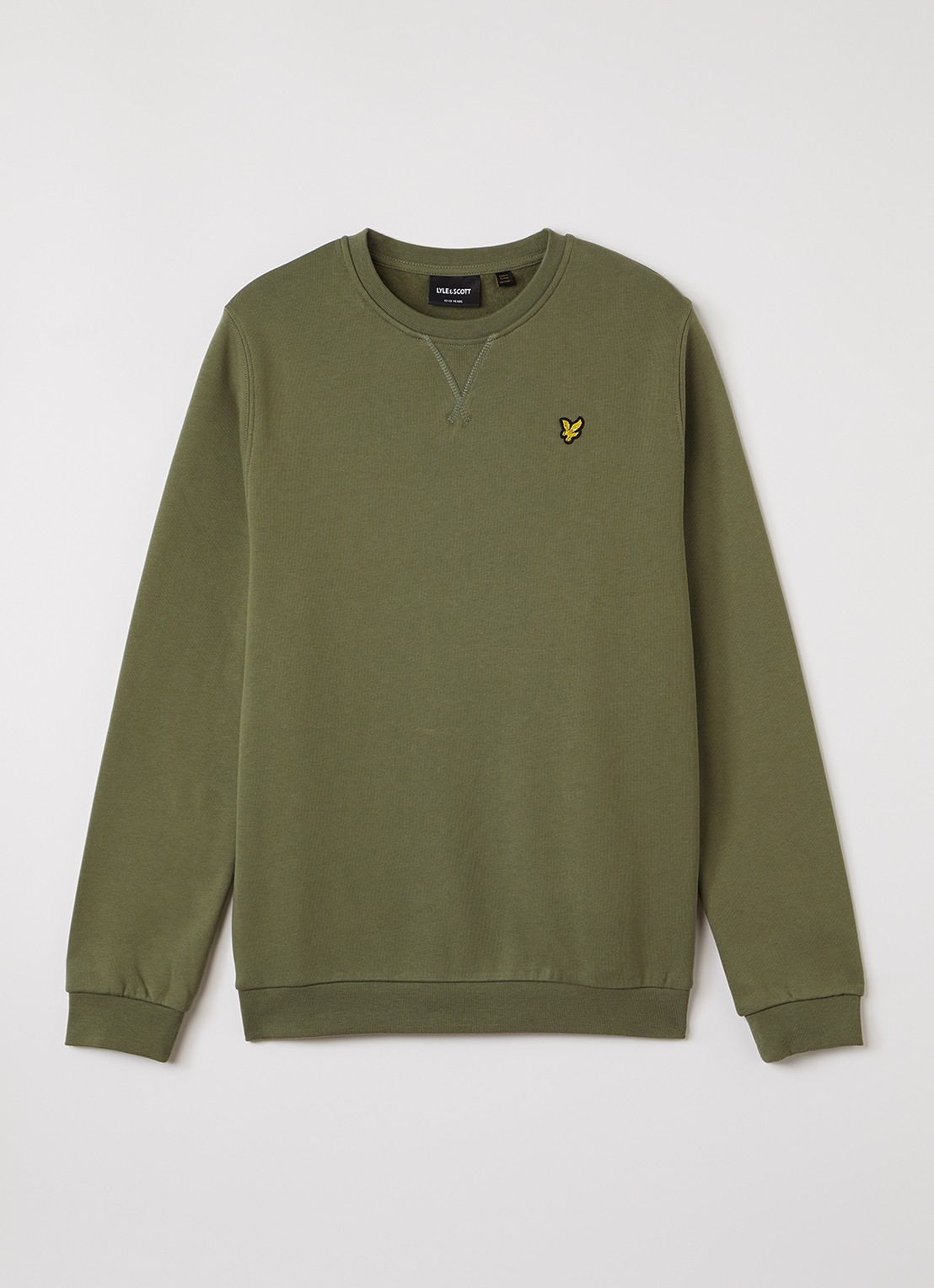 Lyle & Scott Sweater met logoborduring - voorkant legergroen