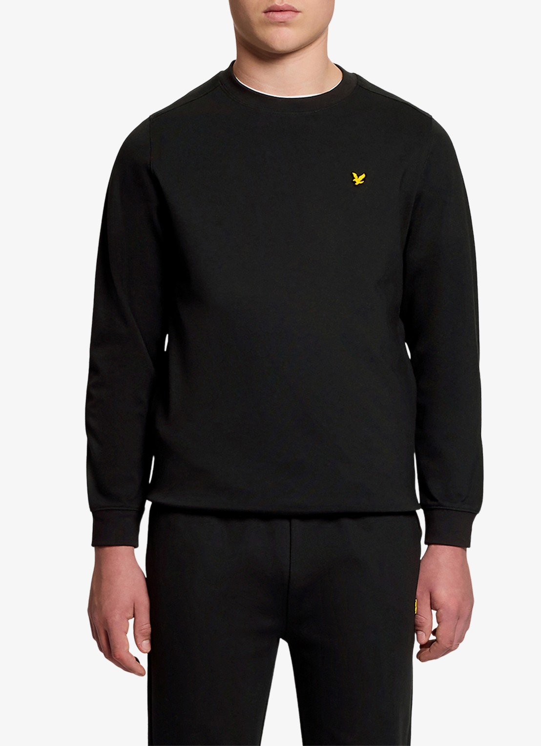 Lyle & Scott Sweater met logoborduring - voorkant 2 zwart