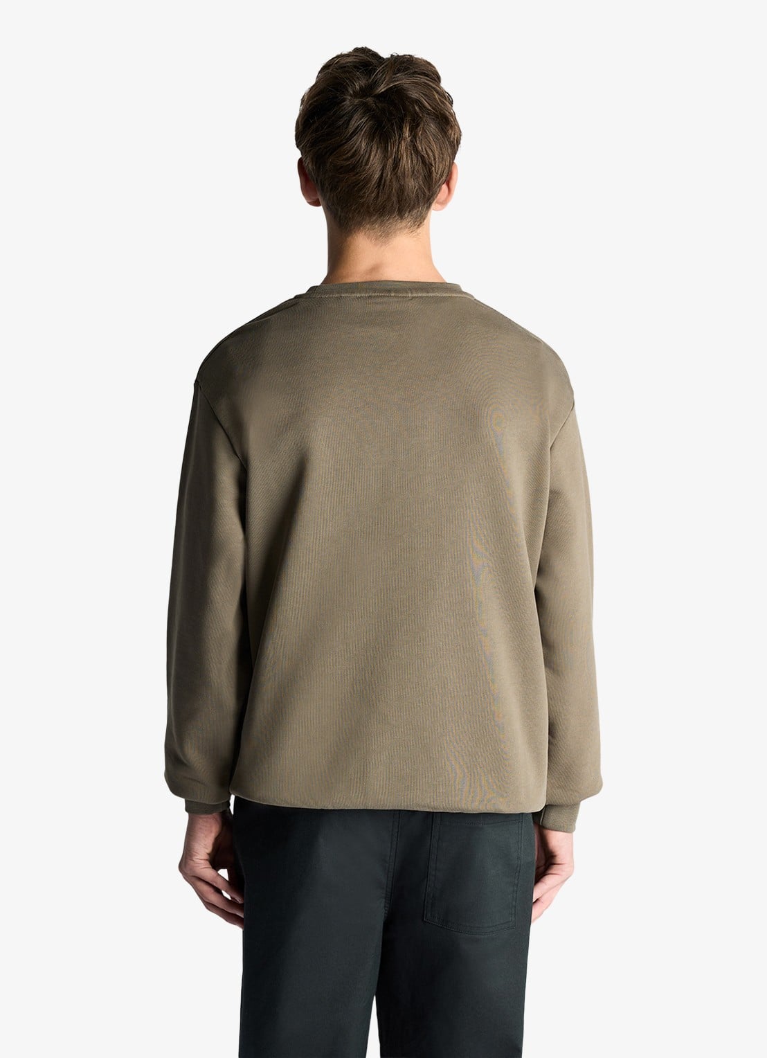 Lyle & Scott Sweater met logoborduring - achterkant 3 olijfgroen
