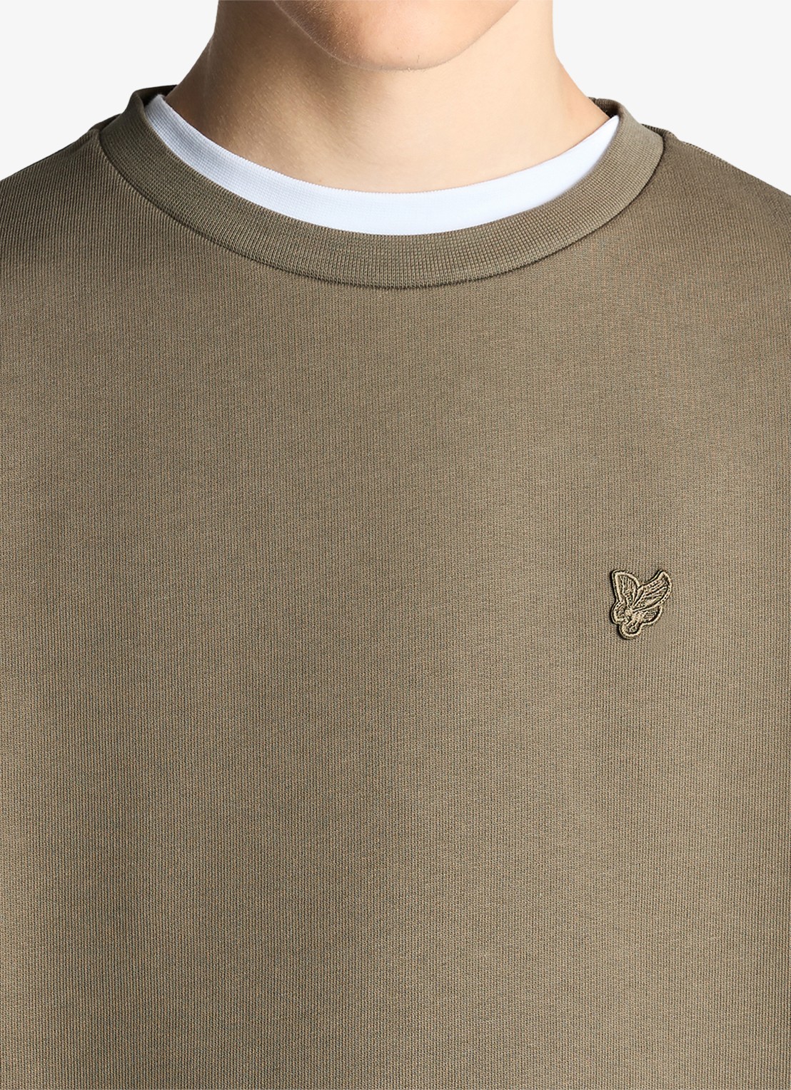 Lyle & Scott Sweater met logoborduring - detail 2 olijfgroen