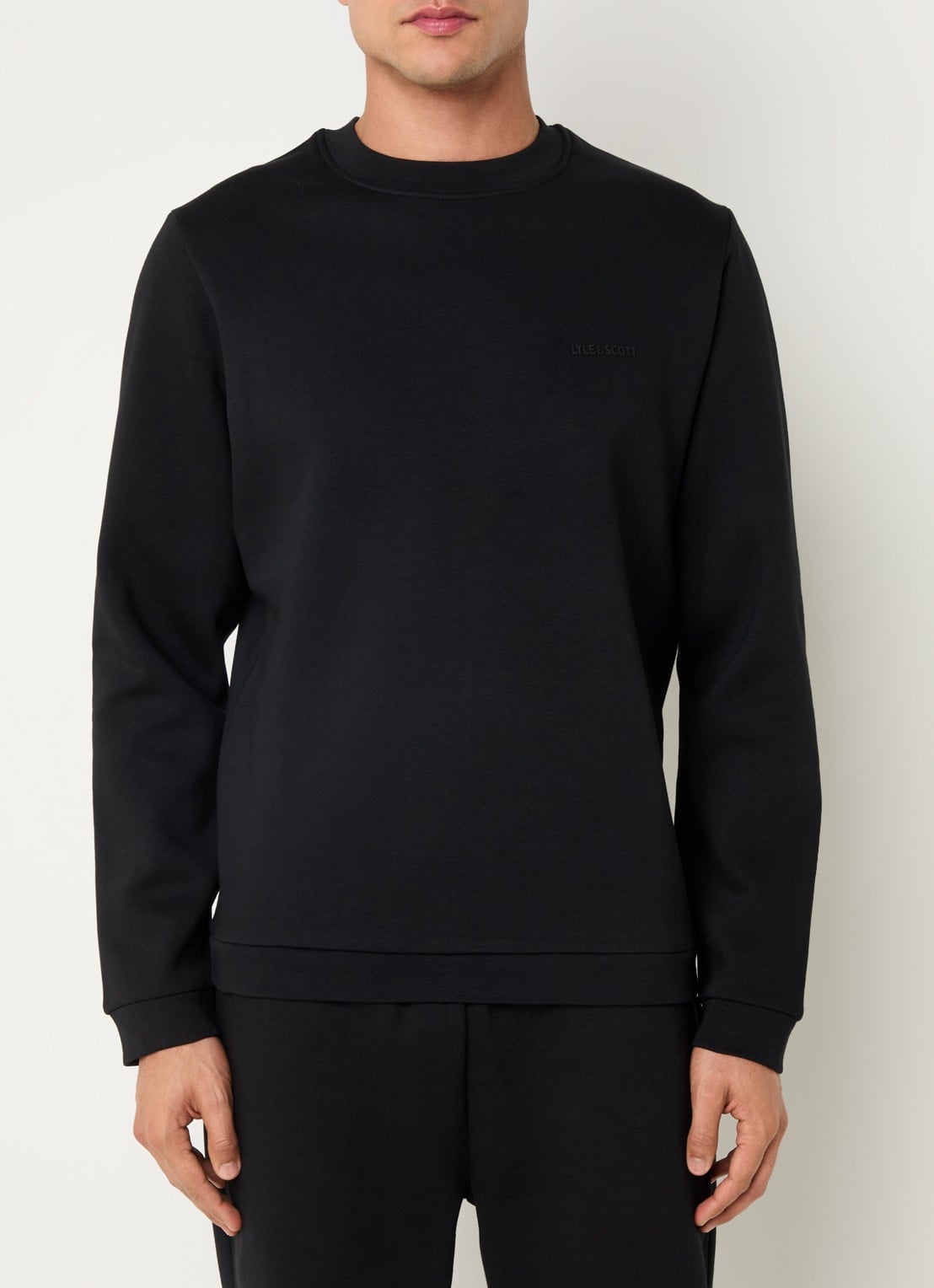Lyle & Scott Sweater met logoprint - detail zwart
