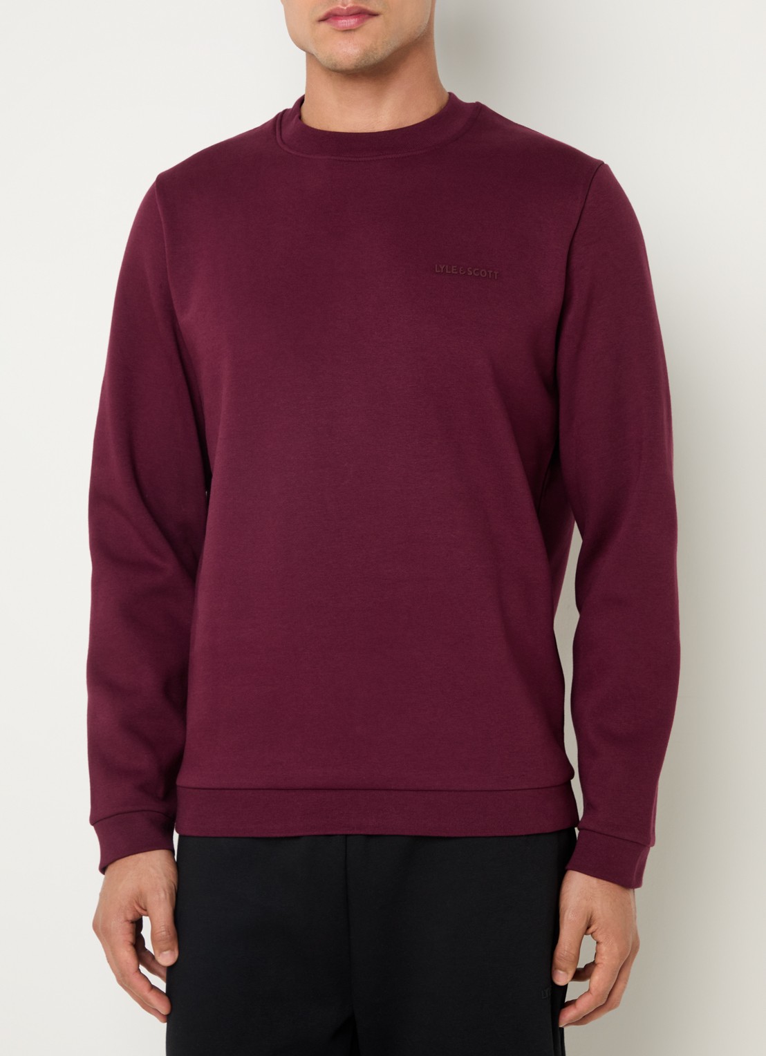 Lyle & Scott Sweater met logoprint - detail 4 bordeauxrood