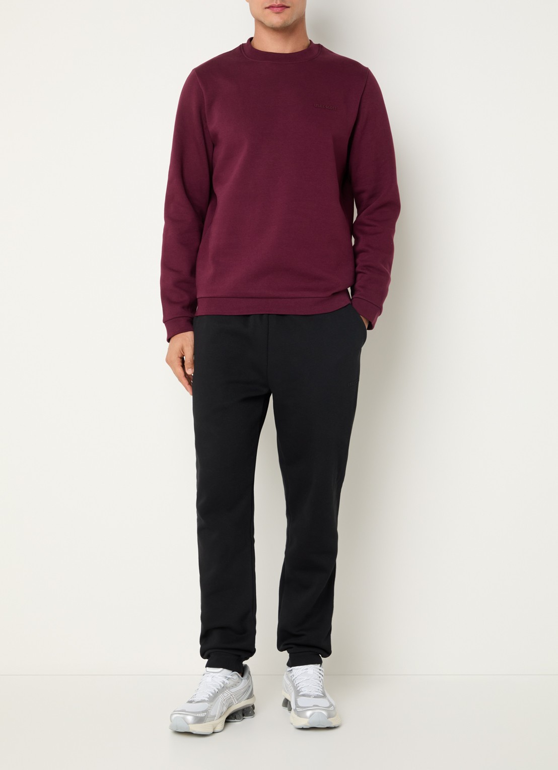 Lyle & Scott Sweater met logoprint - voorkant 3 bordeauxrood