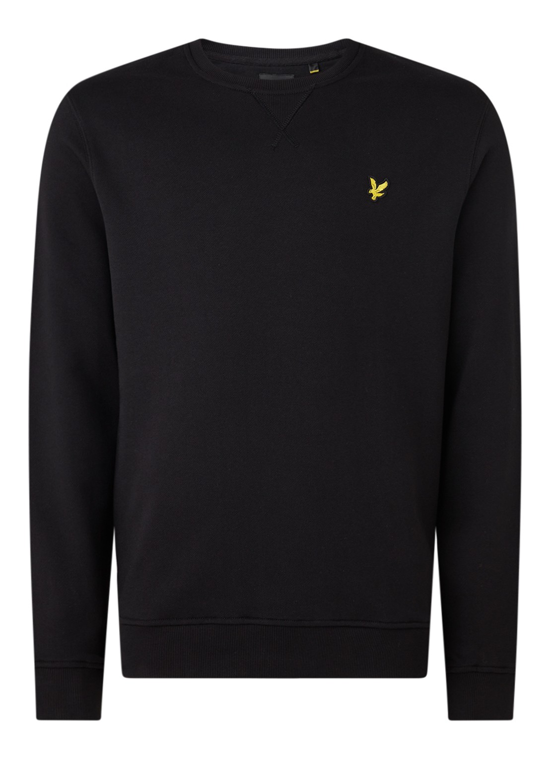 Lyle & Scott Sweater van katoen met logoborduring - voorkant zwart