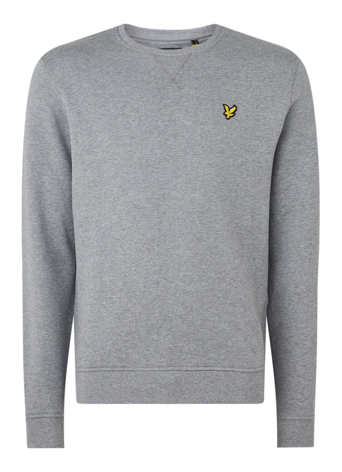 Lyle & Scott Sweater van katoen met logoborduring - voorkant grijsmele