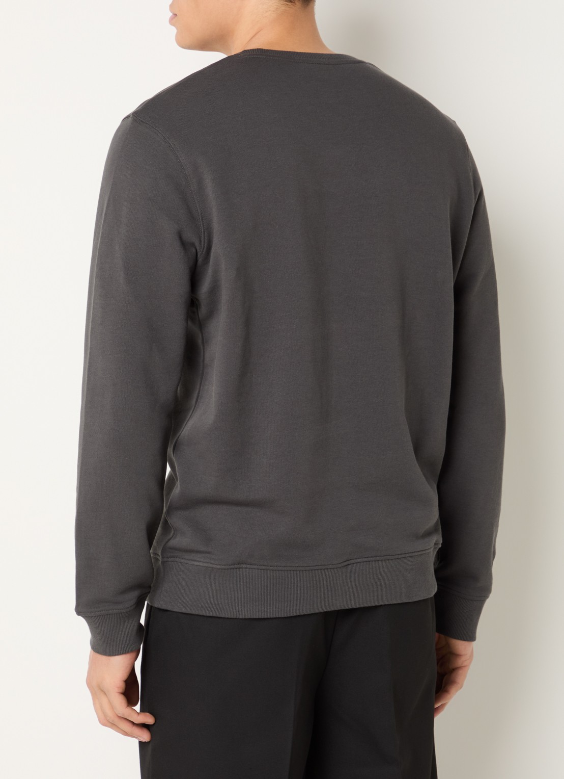 Lyle & Scott Sweater van katoen met logoborduring - achterkant antraciet