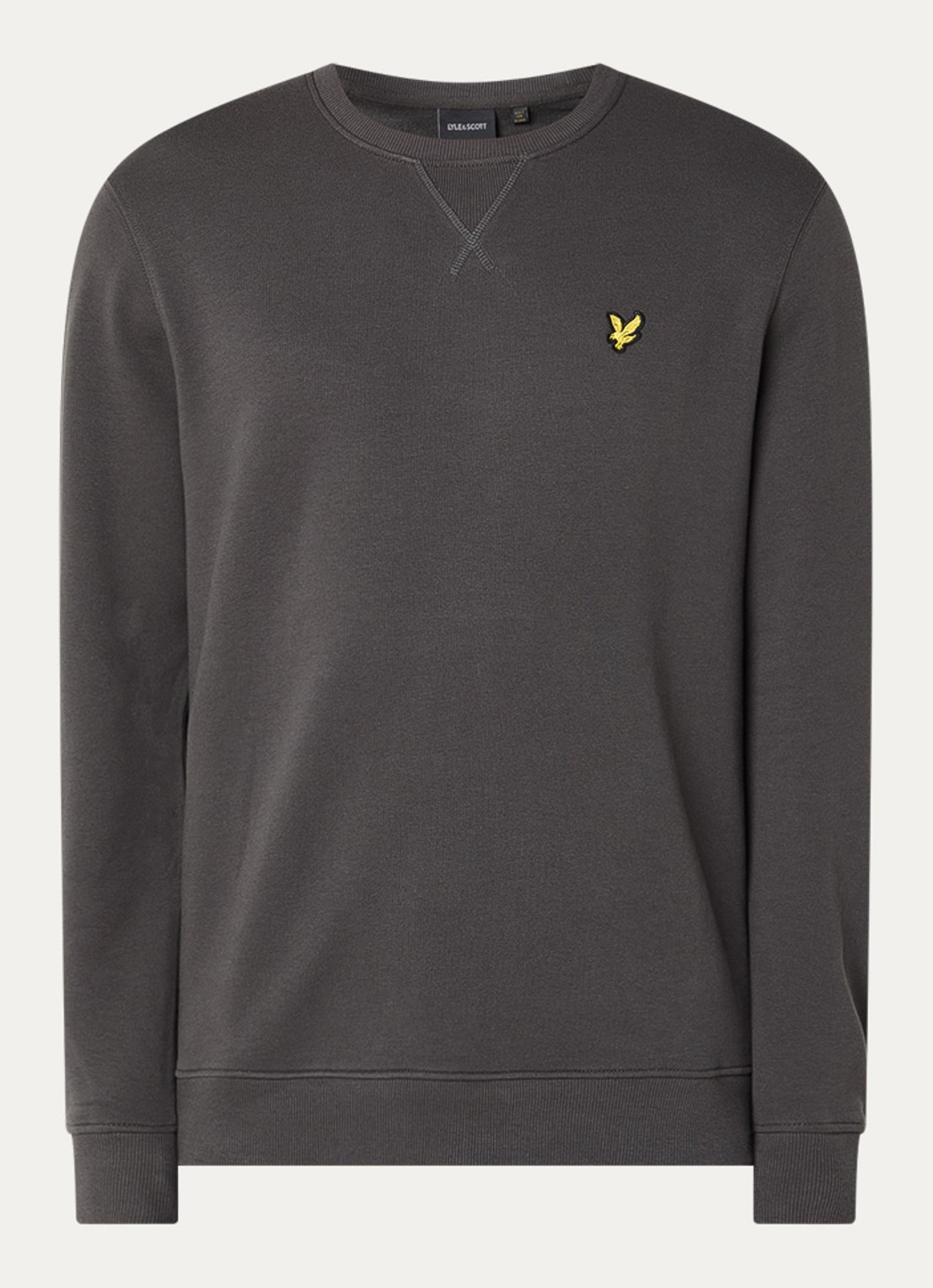 Lyle & Scott Sweater van katoen met logoborduring - voorkant 3 antraciet