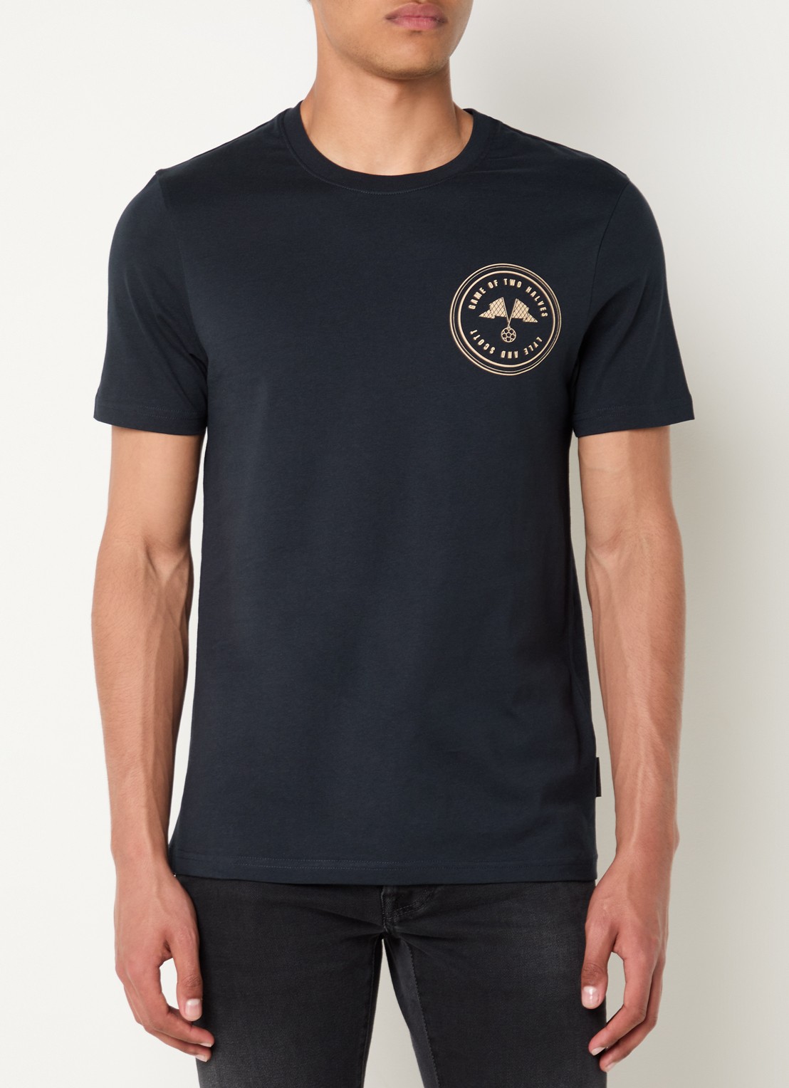 Lyle & Scott T-shirt met front- en backprint - achterkant 3 donkerblauw