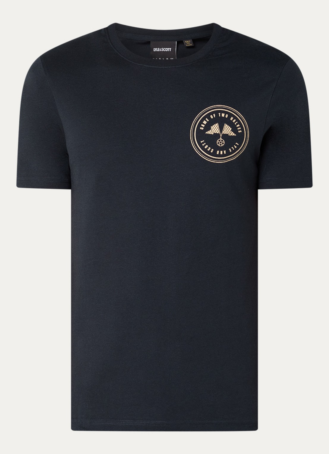 Lyle & Scott T-shirt met front- en backprint - voorkant donkerblauw