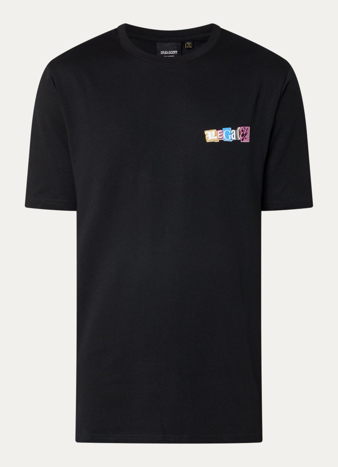 Lyle & Scott T-shirt met front- en backprint - voorkant 2 zwart