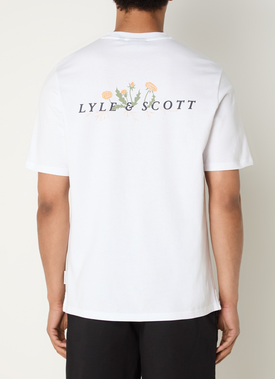 Lyle & Scott T-shirt met logo- en backprint - detail wit