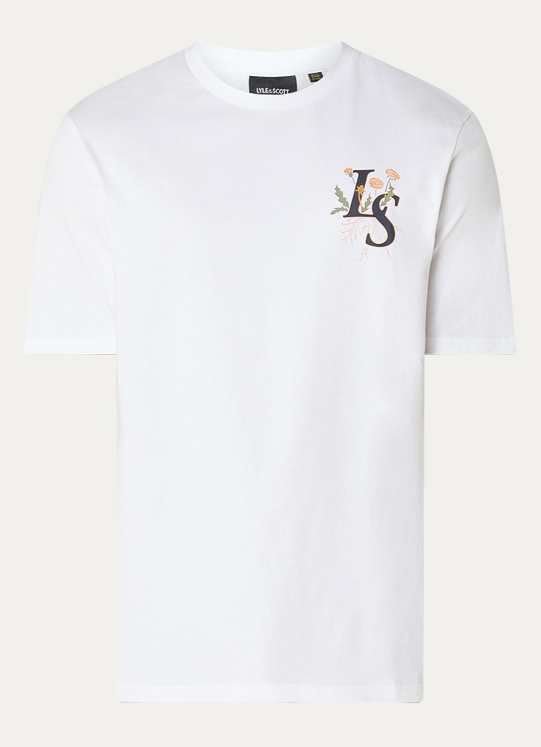 Lyle & Scott T-shirt met logo- en backprint - voorkant 2 wit