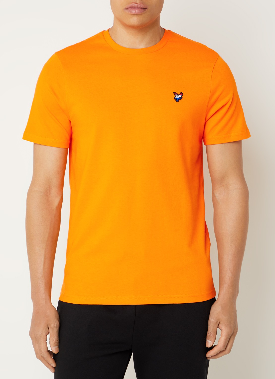 Lyle & Scott T-shirt met logo en ronde hals - detail 4 oranje