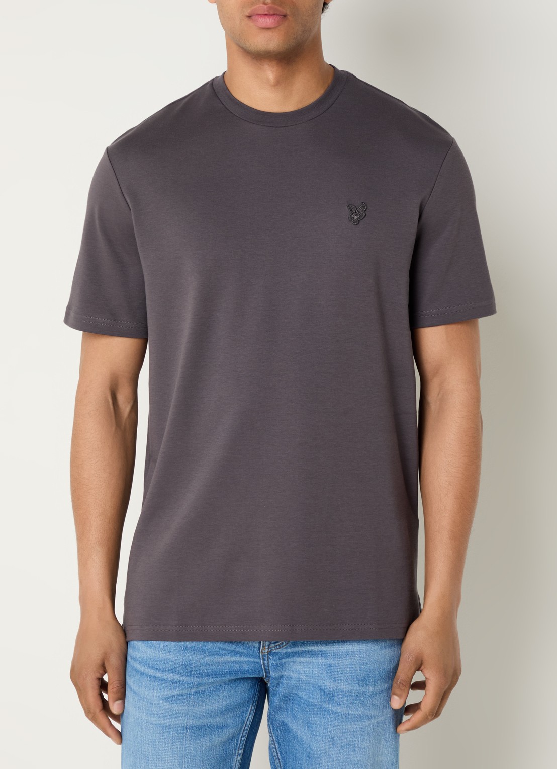 Lyle & Scott T-shirt met logo - detail 3 antraciet