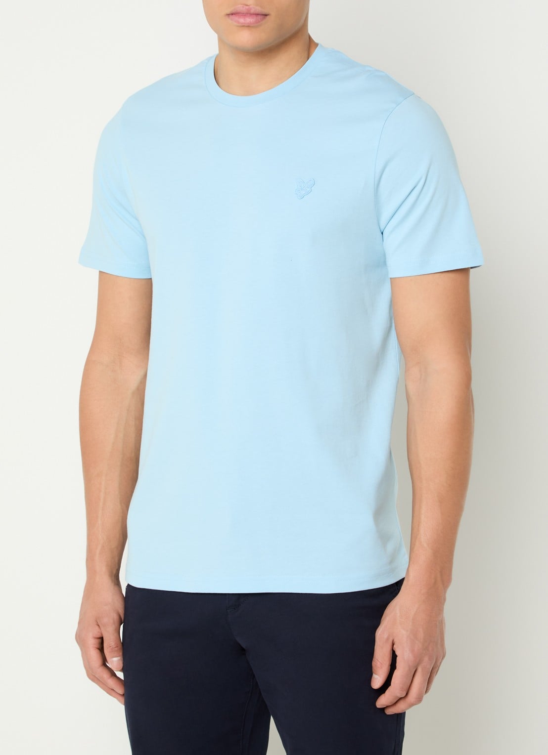 Lyle & Scott T-shirt met logo - detail lichtblauw