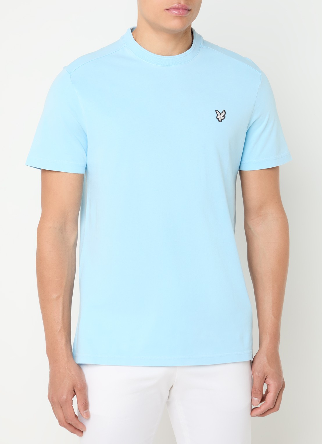 Lyle & Scott T-shirt met logoborduring - detail 2 lichtblauw