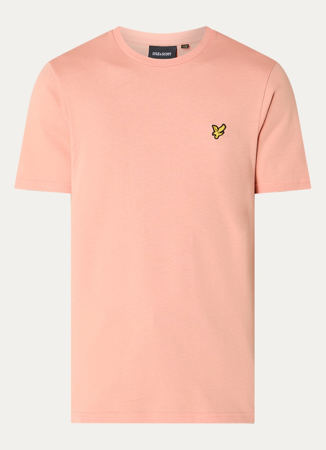 Lyle & Scott T-shirt met logoborduring - voorkant abrikoos