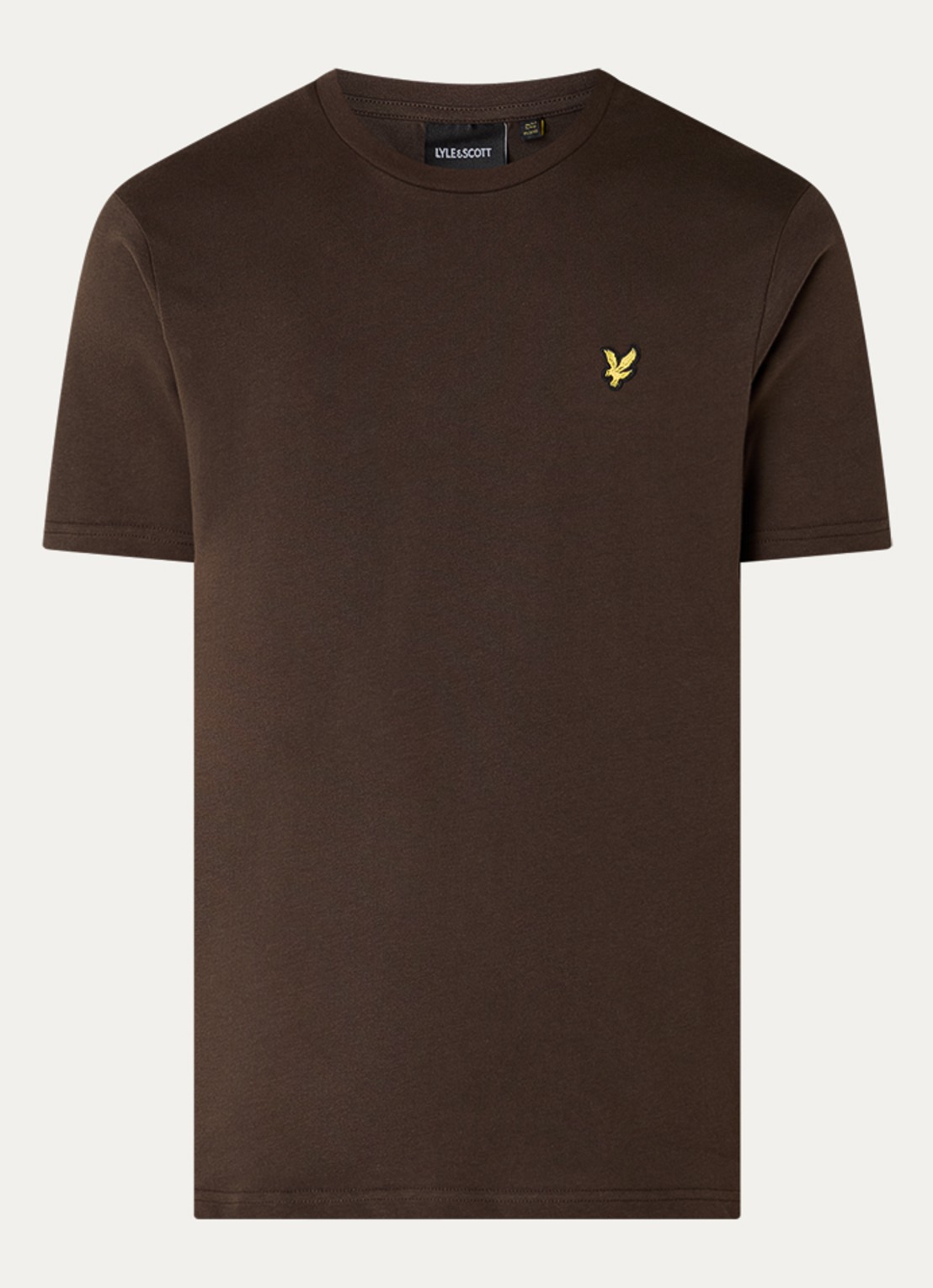 Lyle & Scott T-shirt met logoborduring - voorkant 2 bruin
