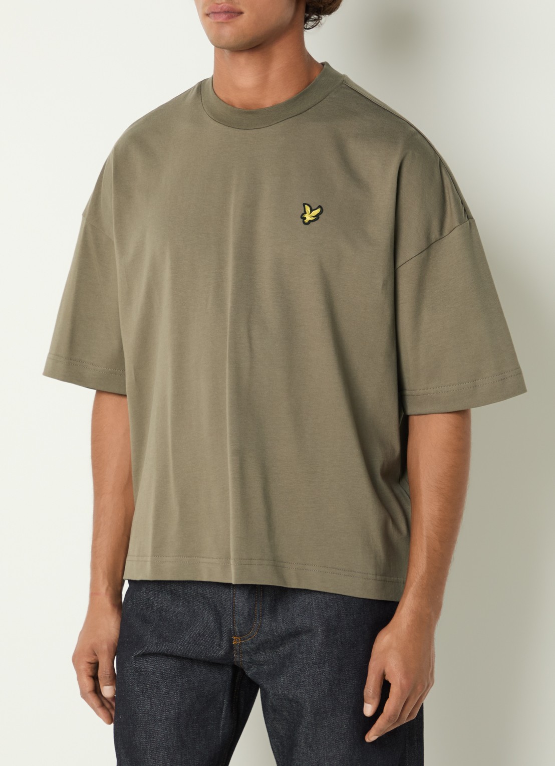 Lyle & Scott T-shirt met logoborduring - detail 4 khaki