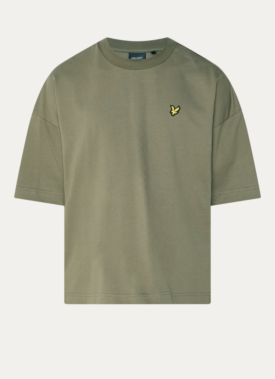 Lyle & Scott T-shirt met logoborduring - voorkant khaki