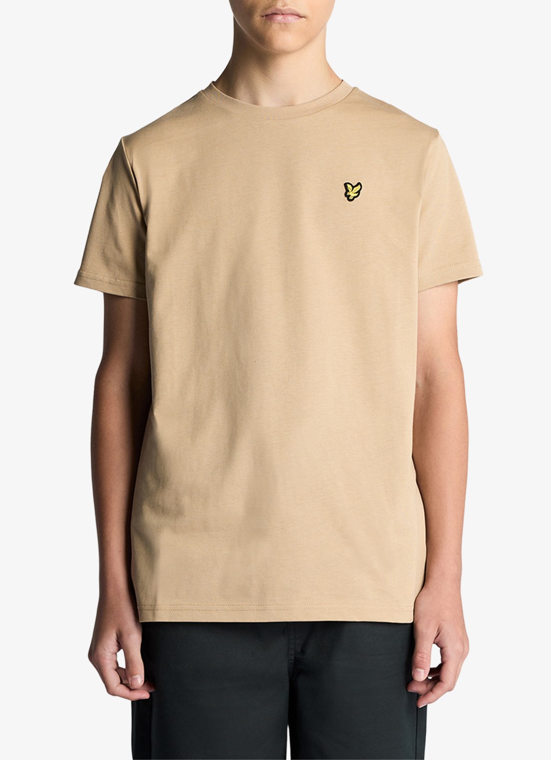 Lyle & Scott T-shirt met logoborduring - voorkant 5 camel