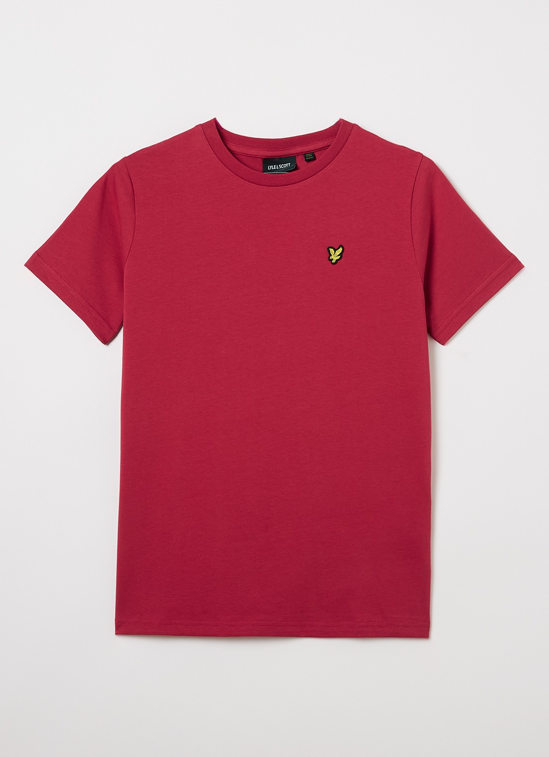 Lyle & Scott T-shirt met logoborduring - voorkant cranberryrood