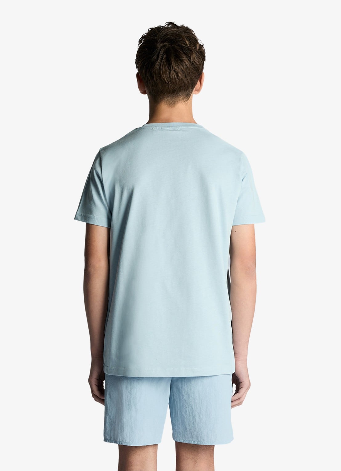 Lyle & Scott T-shirt met logoborduring - achterkant 5 aquablauw